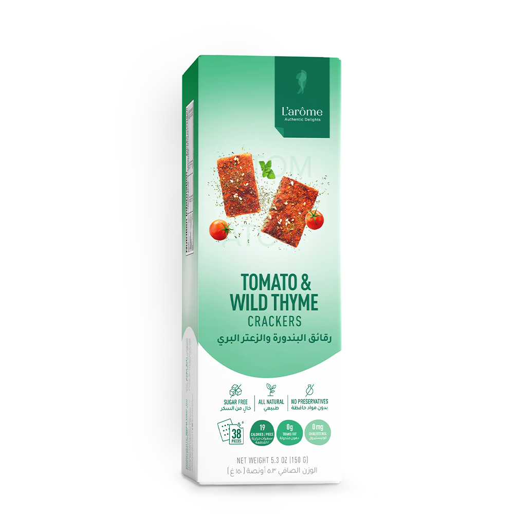 Tomato and wild thyme Crackers Tomato and Wild thyme (Box) - L'arome - Image 1
