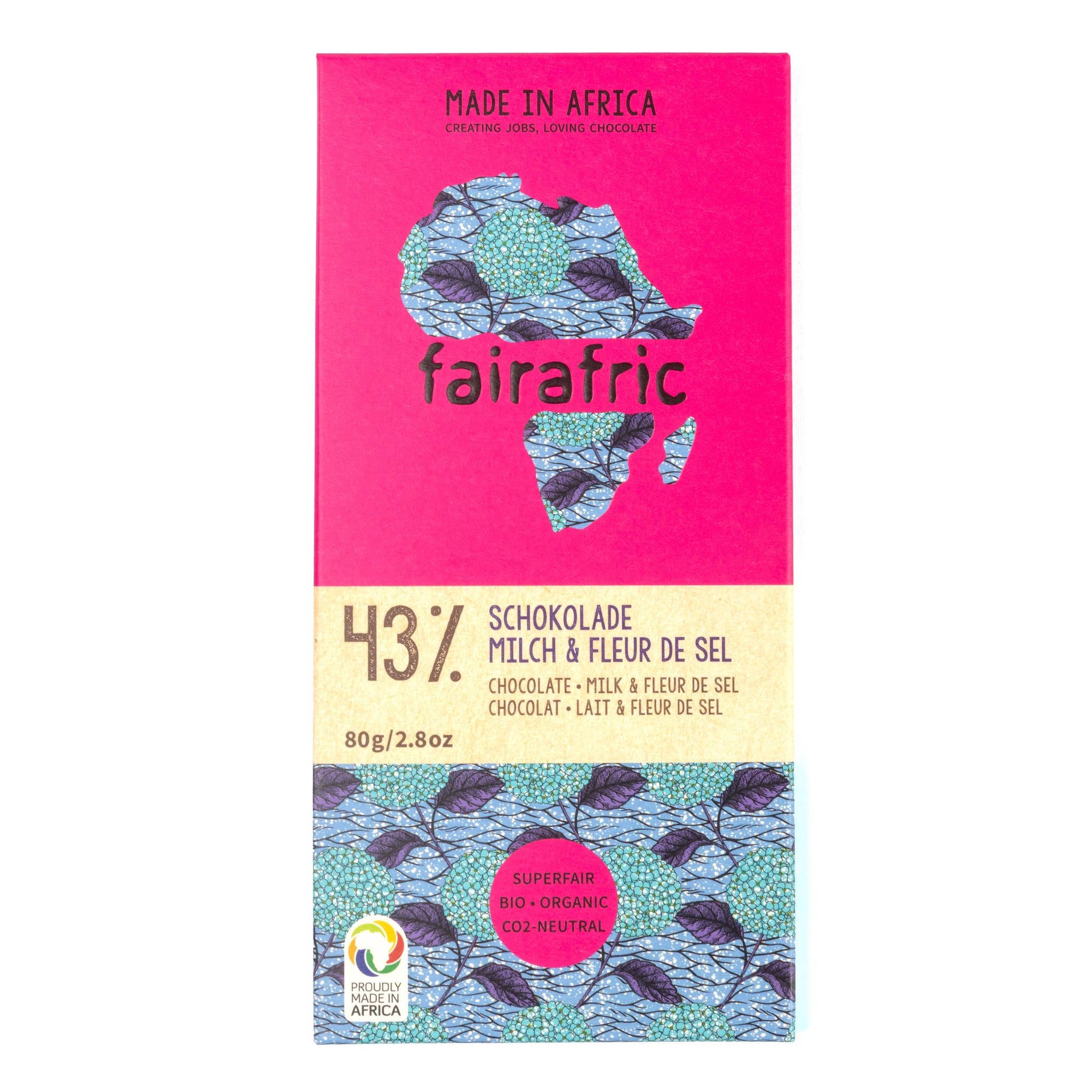 Chocolate 43% Fleur De Sel (Bar) - FairAfric Chocolate Milk 43% Fleur De Sel (Bar) - FairAfric - Image 1
