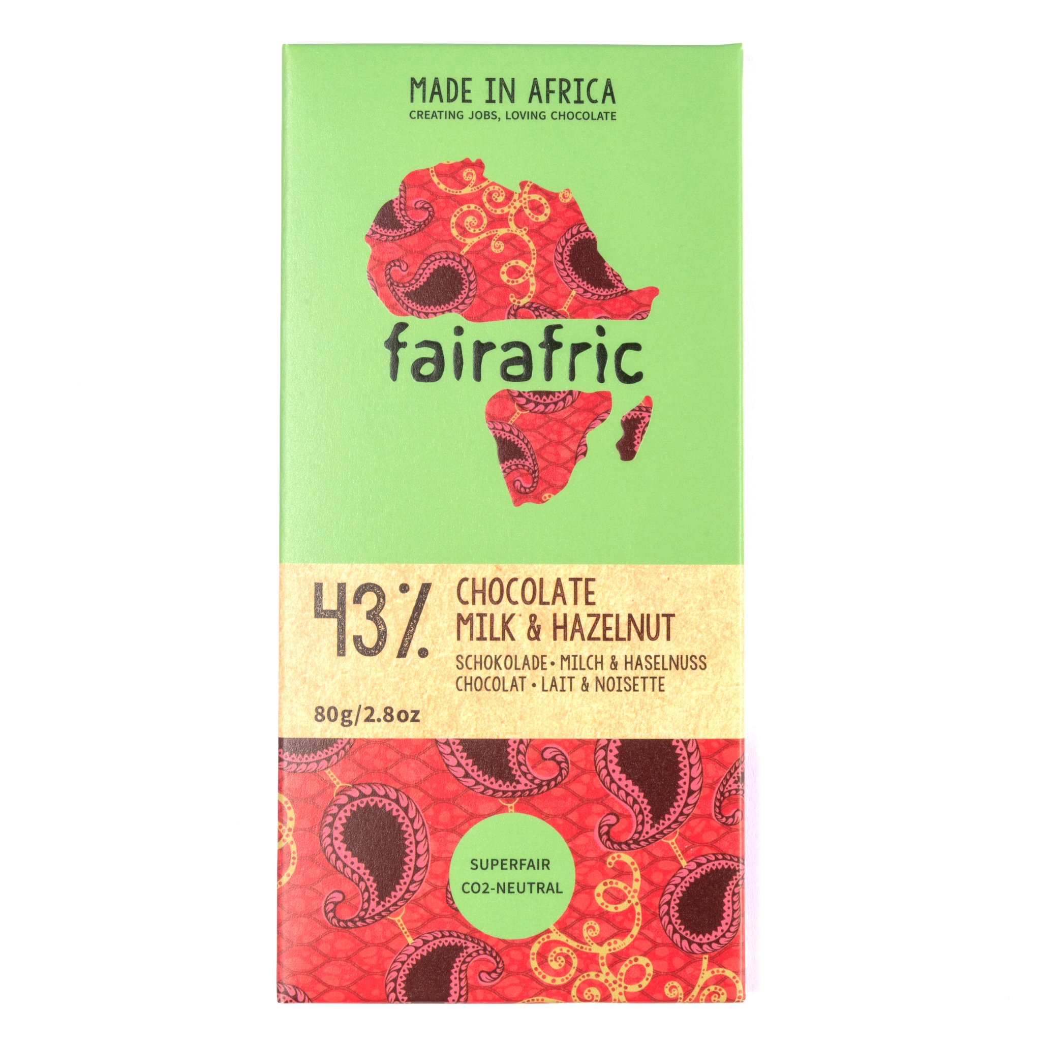 Chocolate Milk 43% With Hazelnuts (Bar) - FairAfric Chocolate Milk 43% With Hazelnuts (Bar) - FairAfric - Image 1