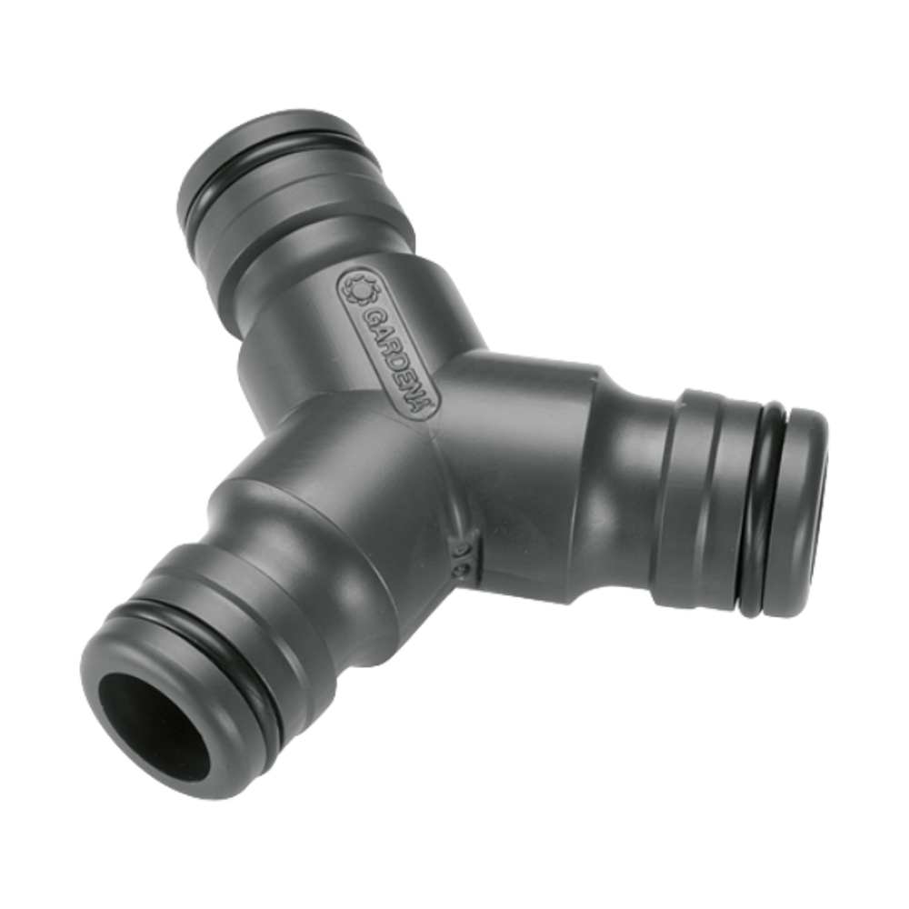 15b819f082a44cc1b063068b04a125d7-Original.png Profi System 3-Way Y-Coupling for Efficient Hose Branching, 2-Way Splitter, 1 Inlet, 2 Outlets, 19 mm (3/4") Hose - Image 1