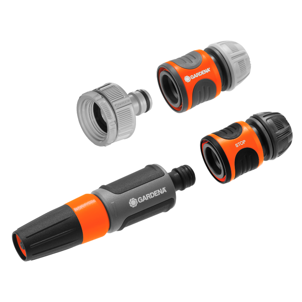 1c5603b41f3d4fa3a974aec3d10a109b-Original.png Basic Watering Promotion Set, Universal Nozzle and Connector Kit, 13 mm (1/2") and 15 mm (5/8") Hose - Image 1