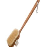 London Premium Olive Wood Wet and Dry Body Brush with Long Detachable Handle - Scentel