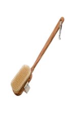 London Premium Olive Wood Wet and Dry Body Brush with Long Detachable Handle - Scentel