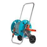 CleverRoll S Set Hose Trolley, Plastic Body, Space-Saving Garden Hose Storage with Hose and Nozzle