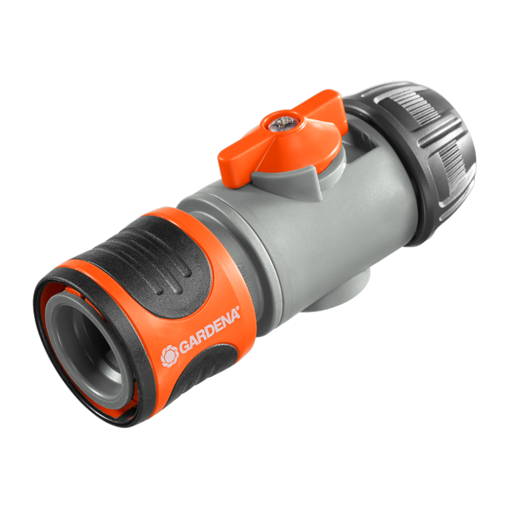 dc9b6303a9654185818616138730b8f2-Original.png Hose Connector with Control Valve, 13 mm (1/2") and 15 mm (5/8") Hose - Image 1